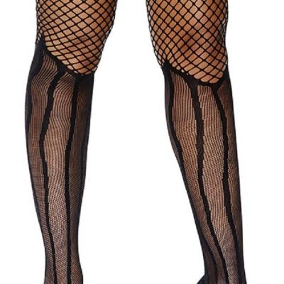 sexy ELEGANT MOMENTS fence NET crochet THICK TOP striped THIGH highs STOCKINGS